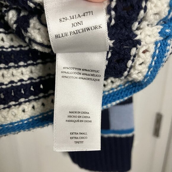 Rails Joni Sweater Womens XS Patchwork Crochet Granny Square V-neck - Picture 6 of 8